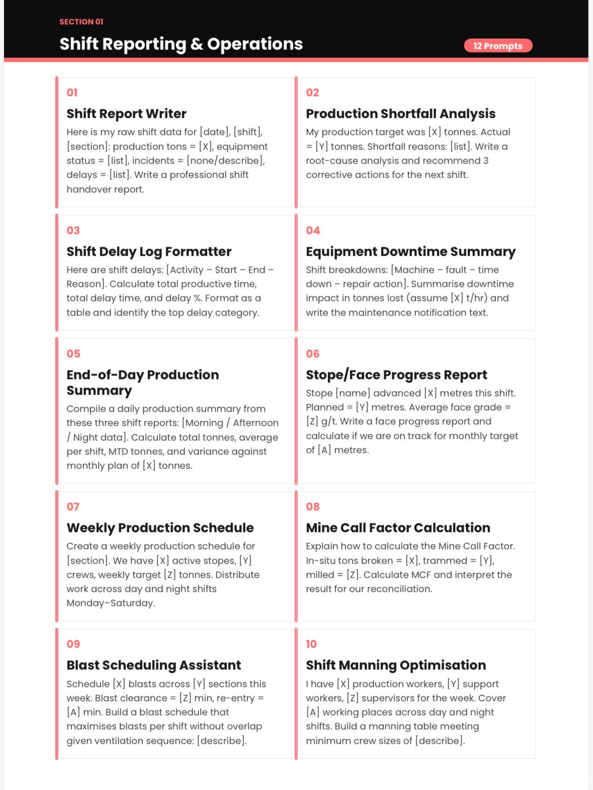 Basic Mining Industry Prompt Playbook